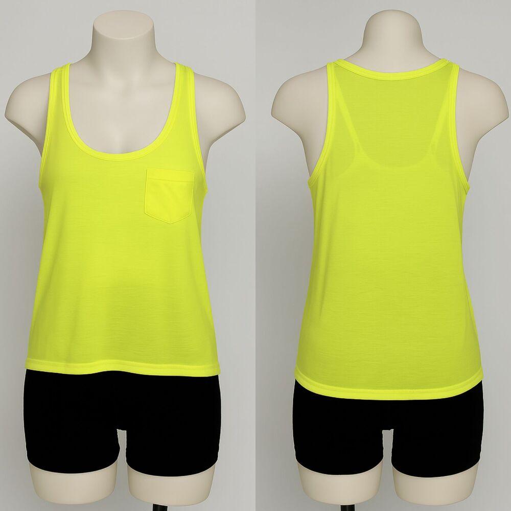 H&M Bright Neon Yellow Tank Top with Sheer Back – Size Small